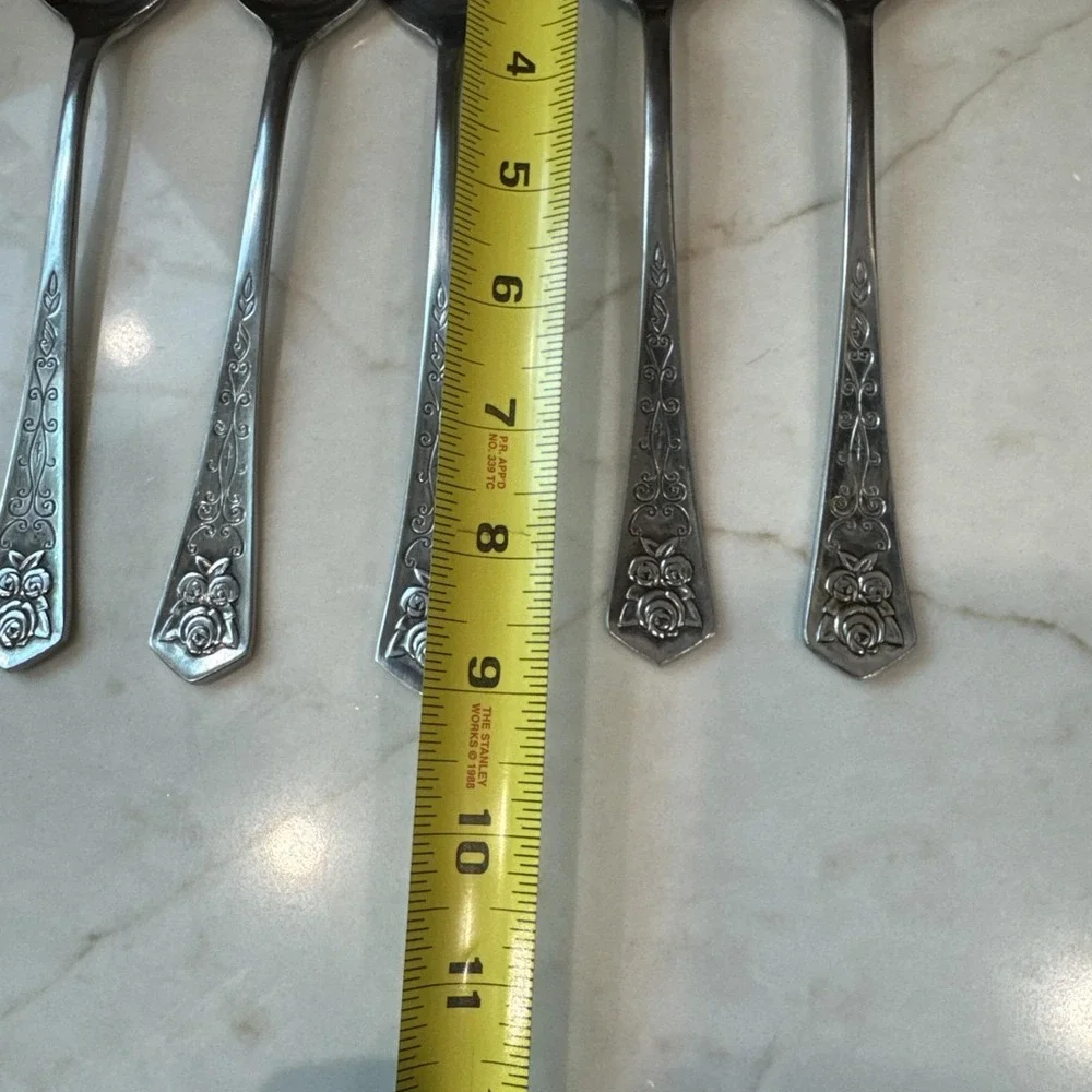 Vtg Oxford Hall Queens Tapestry ROSES Stainless Serving Slotted Spoon Fork